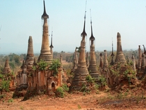 Stupas near Shwe Inn Thein BurmaMyanmar 