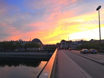 Summer sky at sunset in Lyon France