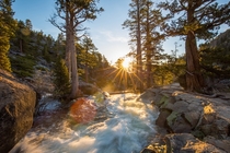 Sun rising as water falls - Eagle Falls Lake Tahoe 