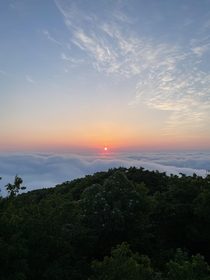 Sun rising over a sea of clouds in Shenandoah National Park 