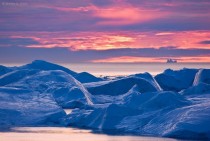 Sun set in Disco Bay West Greenland 