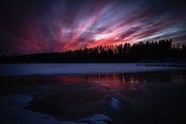 Sun setting upon a frozen lake 