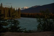 Sundowner on the river near Jasper Alberta 