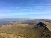 Sunny day looking out over Wales from the peak of Pen-Y-Fan 
