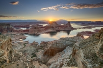 Sunrise at Gunsight Bay Utah Shot from our campground at Alstrom Point right above Lake Powell  By Joaquin Baldwin