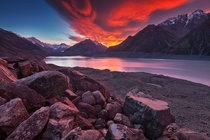 Sunrise at Tasman Lake New Zealand  by Sven Mller