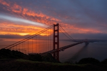 Sunrise at the Golden Gate Bridge San Francisco 