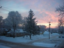 Sunrise from my front door in December  Morris Minnesota  x