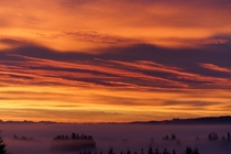 Sunrise over a foggy Willamette Valley
