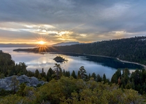 Sunrise over Emerald Bay Lake Tahoe California 