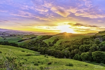Sunrise over foothills of Marin County