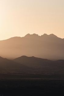 Sunrise through the hills in Arizona 