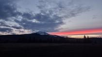 Sunset and Mt Lassen on  Feb   From Hwy  near Old Station CA USA 