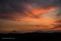 Sunset and Volcanos at Mexico 