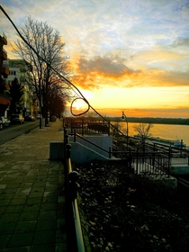 Sunset at Danube river
