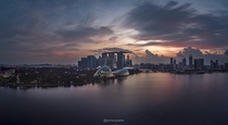 Sunset at Marina Bay area Singapore 