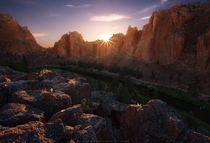 Sunset at Smith Rock Oregon - My first stop on a recent solo motorcyclecamping trip all throughout Oregon 