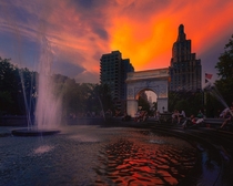 Sunset at Washington Square Park New York City 