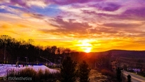 Sunset before snowboarding mountain creek nj