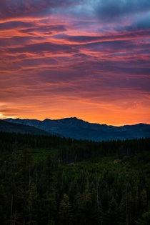 Sunset from camp above the Mission Mountains Montana 