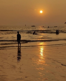 Sunset in Baga beach  Goa  India 