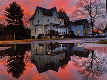 Sunset in the puddle