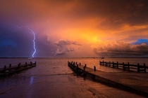 Sunset lightning on Floridas Space Coast yesterday evening