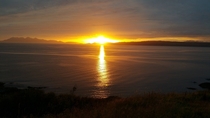 Sunset off the coast of Mallaig Scotland 