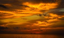 Sunset off the coast of the Maldives 