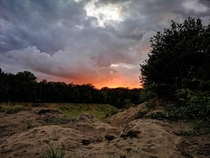 Sunset on an old militairy shooting range Vught the Netherlands 