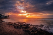 Sunset on Haleiwa Alii Beach Oahu Hawaii OC 