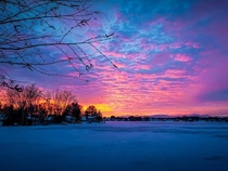 Sunset on January th  in Traverse City Michigan