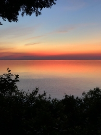 Sunset on Lake Michigan in Door County Wisconsin USA 