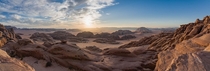 Sunset on the south part of Wadi Rum Jordan 