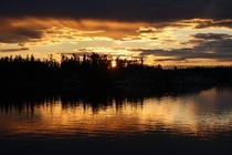 Sunset over Long Lake Yellowknife Northwest Territories 