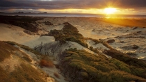 Sunset Over Sand Dunes Mason Bay New Zealand 
