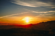 Sunset over the Pacific Ocean from the Santa Cruz Mountains 