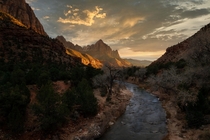 Sunset over The Watchman - Zion National Park Utah 
