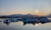 Sunset over Vatnajkell Glacier Iceland 