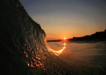Sunset riding the wave 