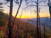 Sunset seen from Bullhead trail Great Smoky Mountains National Park 