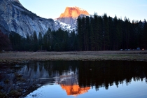 Sunset view of the half-dome in Yosemite - pm  March  
