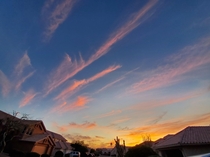 Sunset with wispy orange clouds in Scottsdale AZ OC