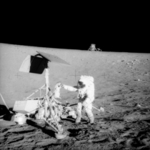 Surveyor III and Apollo  together on the moon 