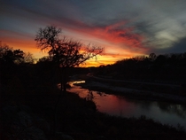Sweet sunset on the Blanco River from a little while ago