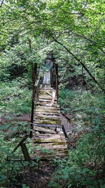 Swinging bridge across the creek 