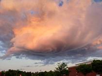 Swirling cloud over Richmond VA on a calm evening