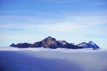 Swiss Alps Stunning view from this village above the clouds 