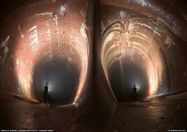 Tailrace tunnels deep below an abandoned power plant x 