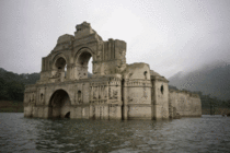 Temple of Quechula Mexico - th Century Church That Was Abandoned in  can only be seen during a drought otherwise underwater Only twice since  has the water below enough to see it above water 